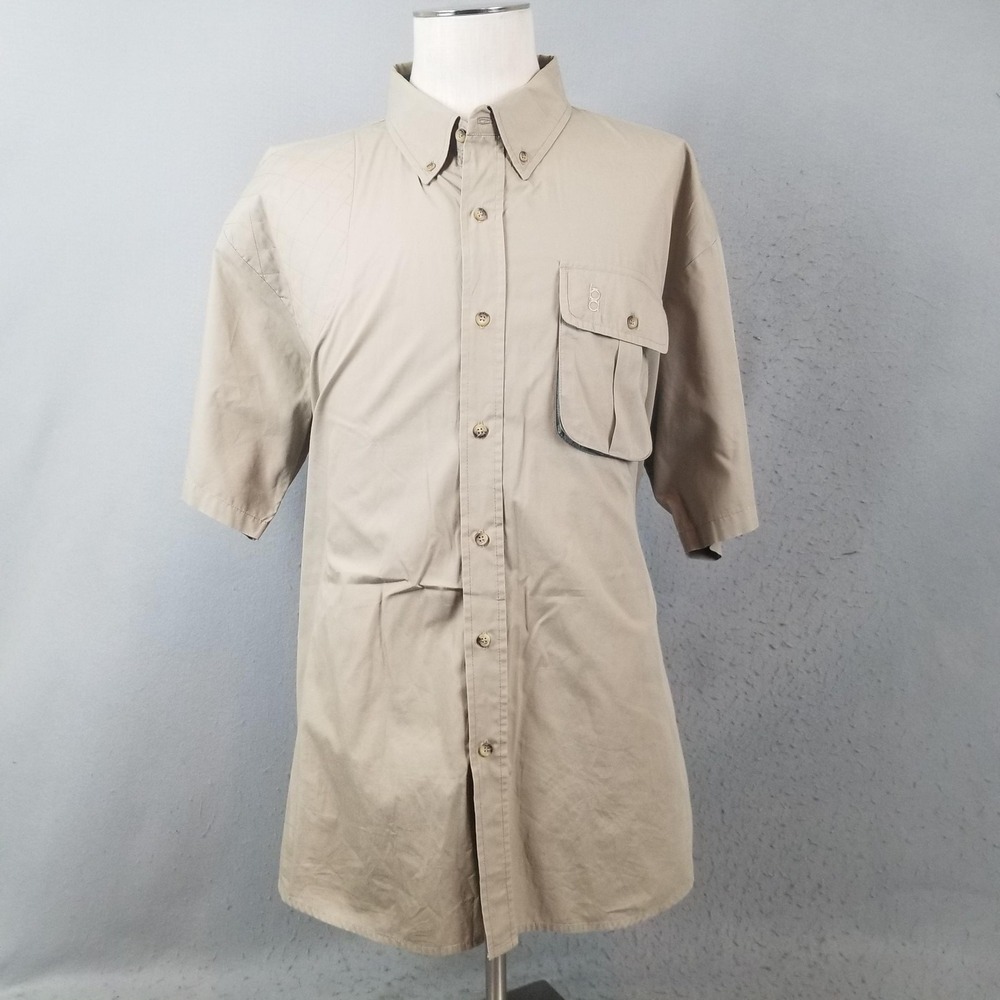 Bob Allen Shirt Mens 2XL Beige Quilted Shooting Padded Vented Hunting Button Up